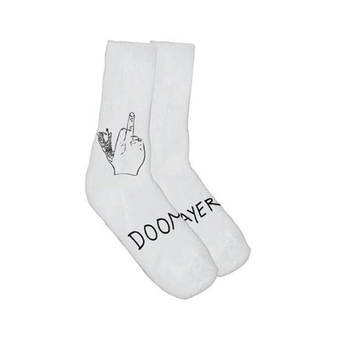 Doom Sayers Socks Middle Finger White