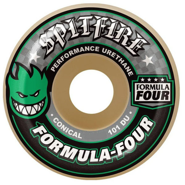 Spitfire Wheels Formula 4 101Du Conical 54mm (Green Print)